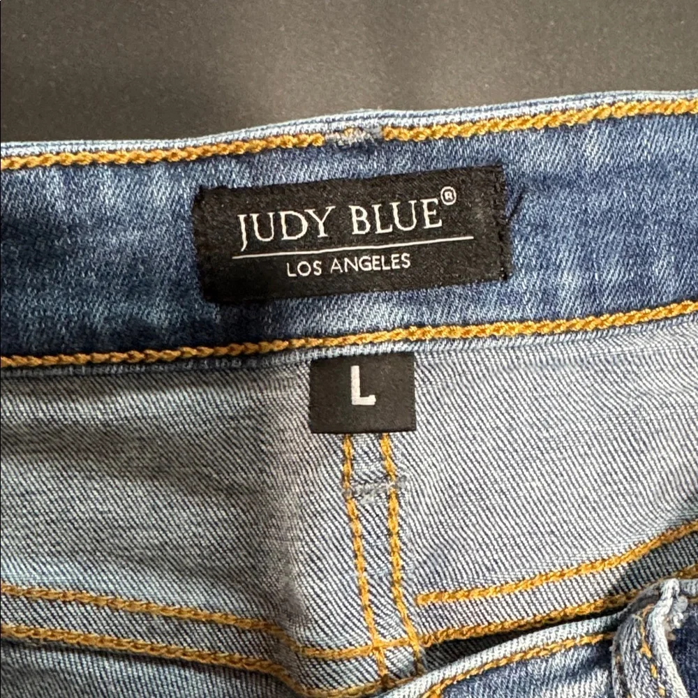 Judy Blue Women's Frayed Hem Jean Shorts - Light Blue - Picture 2 of 6